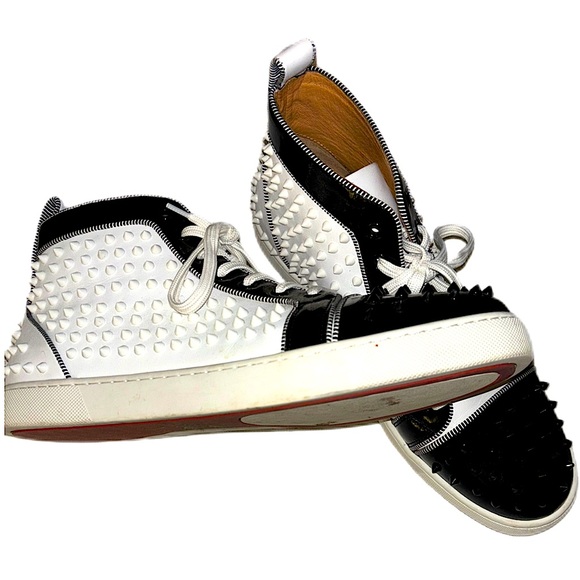 Barabas Men's Black and White Thorn Spikes Design Sneakers Size 13 - Picture 2 of 5